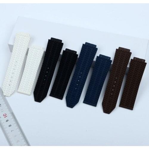 Nature Silicone Rubber Watchband 25X19mm for Hublot for Big Bang Watch Band Convex Strap Wrist Belt Bracelet Black Blue Logo