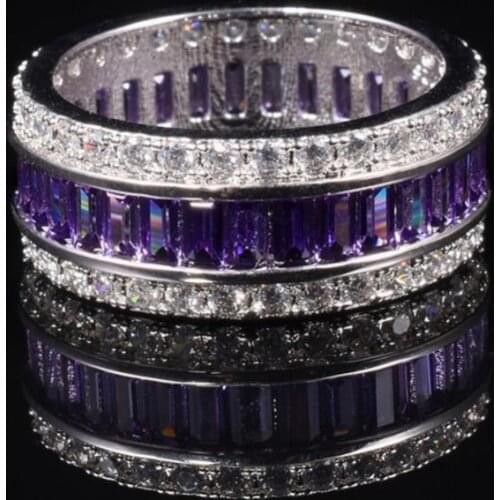 Luxury 925 Sterling Silver purple Diamond Engagement Wedding Rings for Women Men Eternal Natural gemstone Jewelry gift