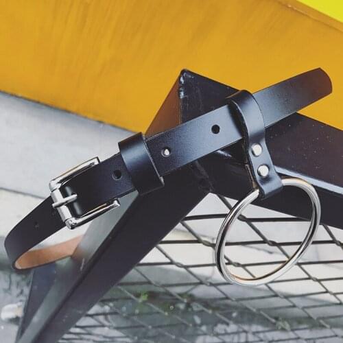 Detachable big iron ring decorative button belt fashion lovers student leisure belt tide mens artistic belt