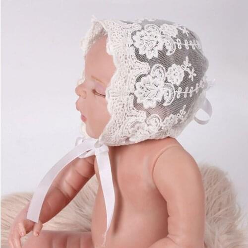 M89CInfant Newborn Baby Girls Kids Lace Floral Hat Cap Beanie Bonnet Hats Photo Prop