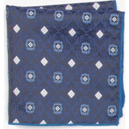Blue fashion patterned pocket square with patterns handkerchief