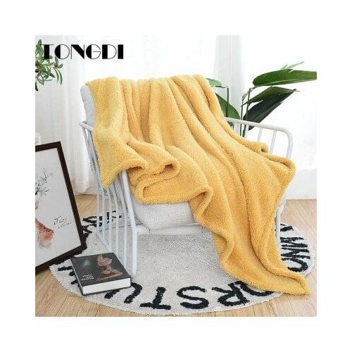 TONGDI Plush Yellow Soft Warm Light Flannel Fleece Blanket Luxury Decor For Children Cover Sofa Bed Bedspread Winter Couch