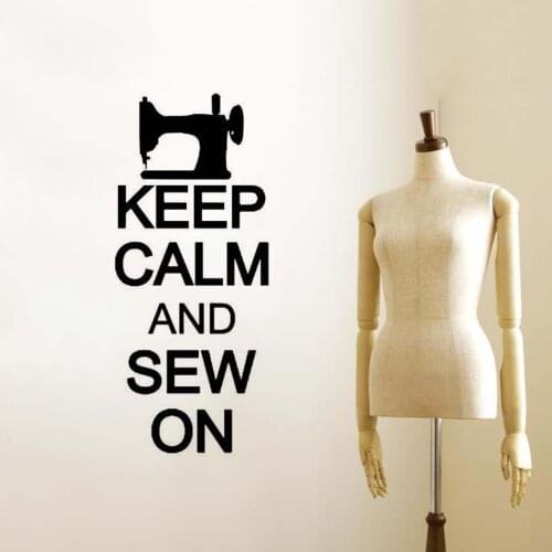 Sewing And Quilting Vinyl Wall Sticker Keep Calm and Sew On Quote Wall Art Decal Removable Sewing Shop Decor Vinyl Poster AZ417