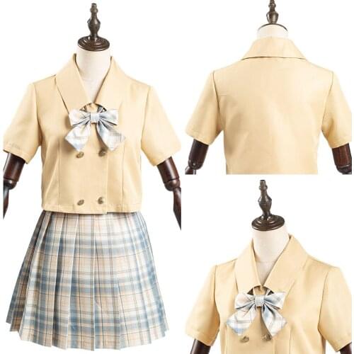 Japanese High School Uniform Cosplay Yellow Sailor Navy JK Uniform Suit Girl Costumes Student Pleated Skirt Suits