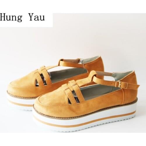 Women Sandals Shoes Summer Fashion Wedges Platform High Heels Round Toe Beautiful Lady Casual Buckle Strap Plus Size 34-43