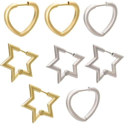 ZHUKOU 1piece 2020 gold/silver color small hoop earrings star heart Brass Glossy earrings hoops for women jewelry model:VE179