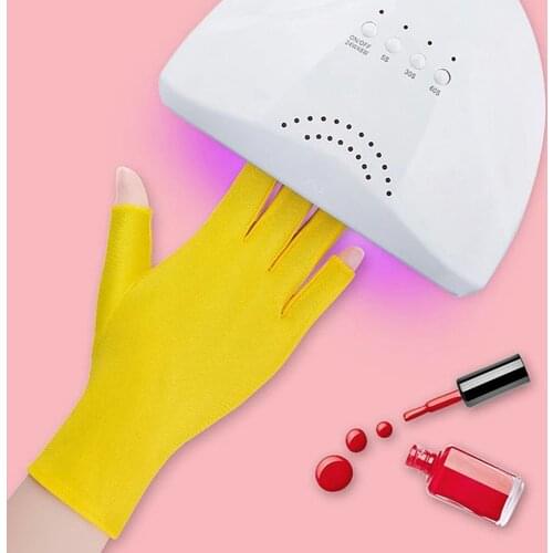 1 Pair New Soft And Light Fingerless Gloves Anti UV Radiation Protection LED Lamp Nail Tool One Size