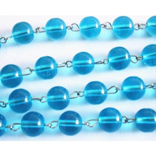 50 Meters Crystal Glass Ball Beads Strand Garlands Aquamarine Color For Home Decoration Crystal Wedding Decoration Chians