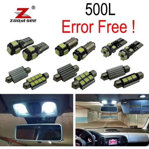 12pcs 100% Error Free LED license plate bulb + interior dome map light kit for Fiat 500L (2014-2018)