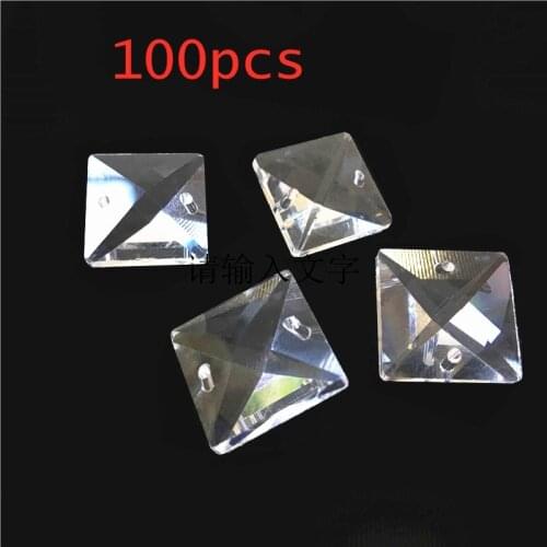 14mm-30mm Crystal Square Beads In 2 Holes 100pcs For Home Decoration Accessories Crystal Curtain Beads,Crystal Chandelier Bead
