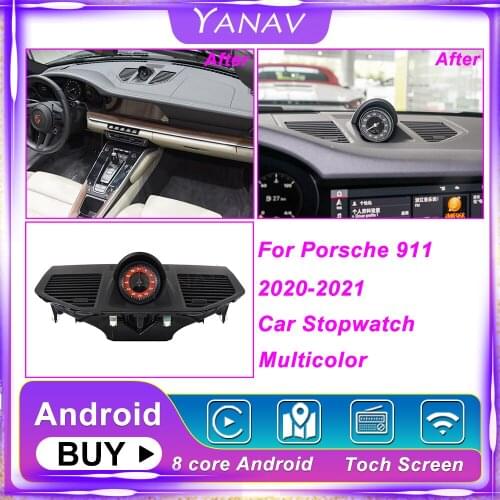 Car Stopwatch For Porsche 911 2020-2021 Interior Center Dashboard Clock Compass Time Electronic Meter Clock Accessional Chrono