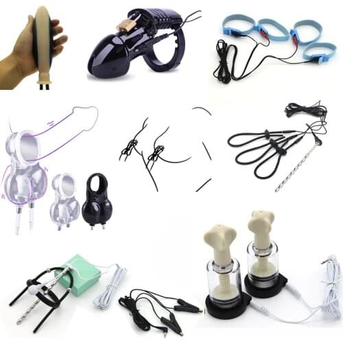 Electric Shock Pulse Anal Plug Electro Penis Plug Cook Ring Stimulation Nipple Clamps Nipple Sucker Cock Cage Sex Toys For Men