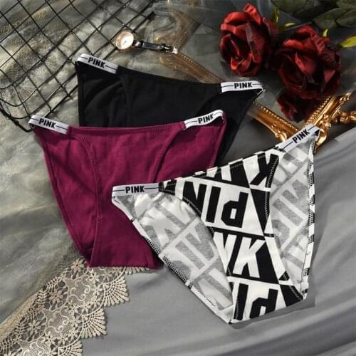 Cotton Sexy Underwear Women Panties G-String Letter PINK Seamless Briefs Thongs Low Waist Lady Intimates Sport Girls Lingerie