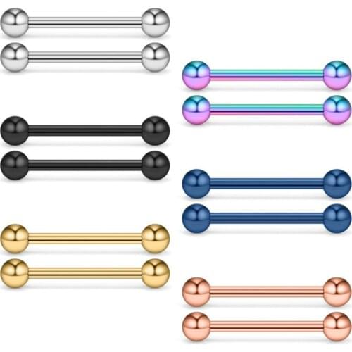 JFORYOU 12PCS 16G Mix Color Straight Barbell Eyebrow Ear Navel Belly Lip Ring Body Piercing Jewelry