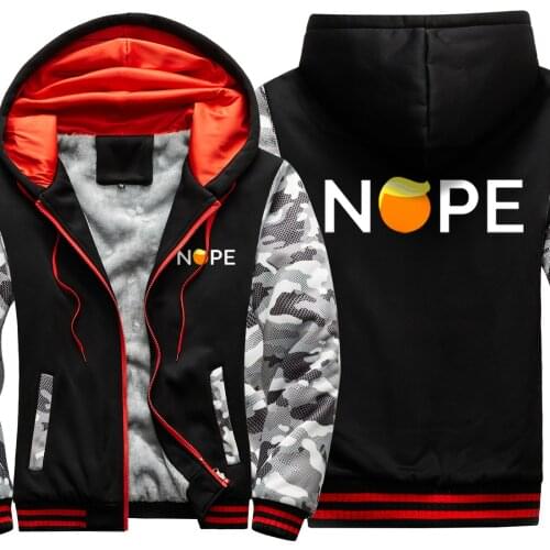 NOPE Printing Camouflage Raglan Thicken Jackets Mens Fashion Casual Sweatshirts & hooded Hip Hop Leisure Retro sudadera hombre
