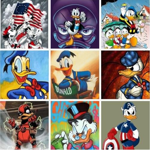 Disney Cartoon Donald Duck Retro Poster DIY 5D Diamond Painting Cross Stitch Embroidery Full Dill Mosaic Wall Decor Gift