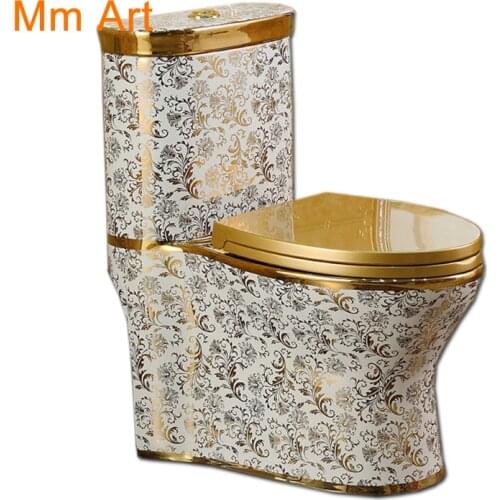 Chaozhou sanitary wares manufacturer ceramic golden color one piece toilet with soft close seat