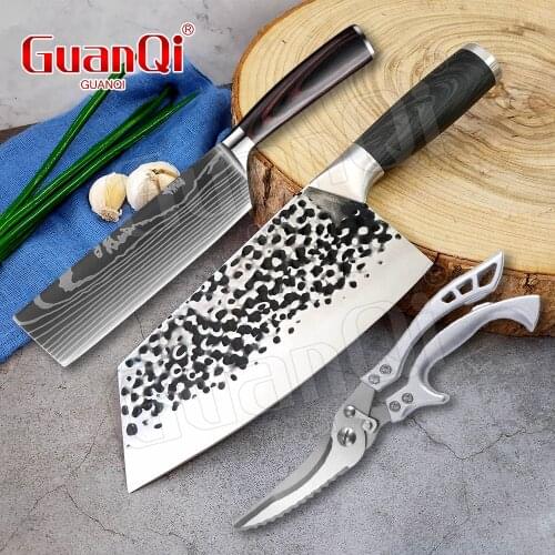 Handmade Forged Kitchen Knife Kitchen Chef Knife Stainless Steel Razor Sharp Slicing Knife Meat Chopping Knife Cooking Tools