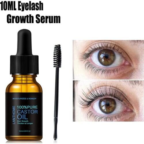 Pure Castor Oil Eyelashes Growth Serum Hair Eyebrow Growth Treatment Liquid Essential Oil Makeup Eyelash Enhancer Supplies 10ml
