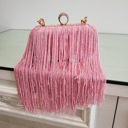 Women Tassel Fashion Ladies Clutch Bag Shoulder Handbags Female Party Wedding Evening Bag For Phone Purse