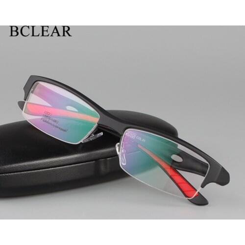 Fashion Men Sports Glasses Frame Optical Eyewear TR90 Spectacles Prescription Square Half-rim Luxury Eyeglasses Clear Lens