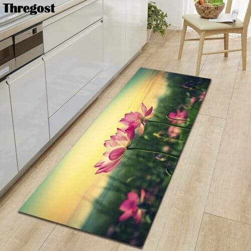 Modern Floral Printed Kitchen Floor Mat Anti-slip Rug for Bedroom Living Room Carpet Bedside Rug Bathroom Foot Mat Home Door Mat