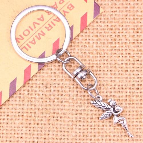 20pcs New Fashion Keychain 26x11mm fair angel Pendants DIY Men Jewelry Car Key Chain Ring Holder Souvenir For Gift