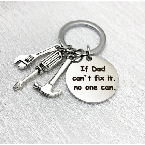 New Tools Key Chain Hammer Screwdriver Wrench Keychain "If Dad can`t fix it" Dad Tools Fathers Day Gift Jewelry Key Ring K2204