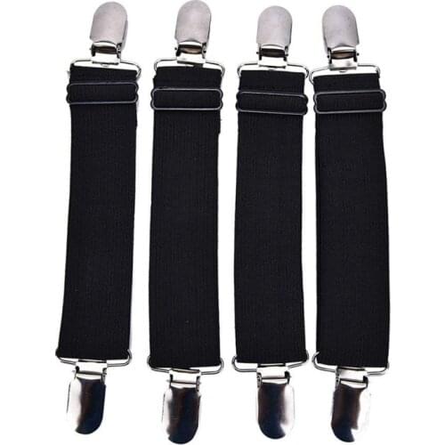 Sheet Straps Adjustable Bed Corner Holder Elastic Straps Fasteners Clips Grippers Mattress Cover Sheet Bed Suspenders, Black