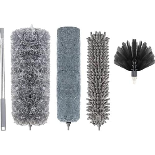 Microfiber Duster with Stainless Steel Extension Pole, Washable Duster for Cleaning Ceiling Fan,Blinds,Furniture,Cars
