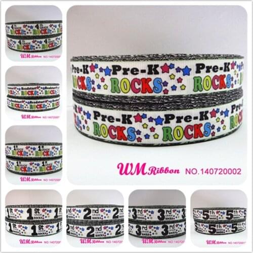 Q&N ribbon 7/8inch 22mm School Style grosgrain ribbon 50yds/roll Pre-k Kids Print Webbing free shipping for hair bow headband