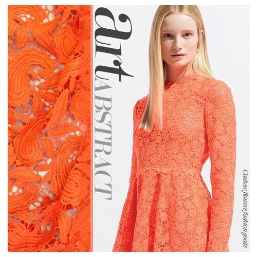 Q43 water soluble lace fabric silk milk orange cashew industry hollow three-dimensional flower wedding dress fabric handwork