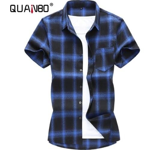 Plus Size 5XL 6XL 7XL Mens Shirts 2021 Summer New Mens Button Regular Fit Short Sleeve Plaid Casual Shirts Brand Clothing