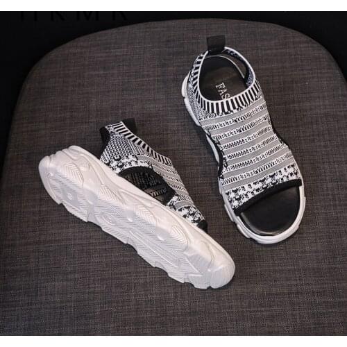 2021 Woman Shoes Womens Sandals Wedges Footwear Summer Platform Sandals Ladies Casual Sneakers Stretch Fabric Slip on Peep Toe