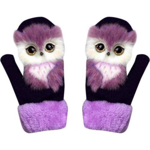 Cute Warm Winter Gloves Kids Women Thickening Cartoon Simulation Animal Gloves Full Finger Mittens Cartoons Apparel Accessories