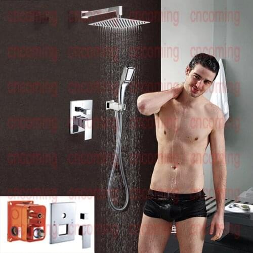 Brass Wall Bath Shower Set Bathroom Product Mixer Tap Shower Faucet Accessories SUS304 Ultrathin Square Shower Head 8" AF2001