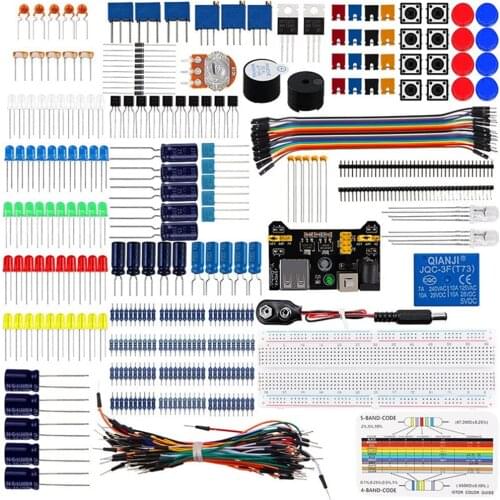 Starter Beginner DIY Electronics Basic Kit 830 Holes Breadboard Jumper Wires Resistors Buzzer for R3 Component Set