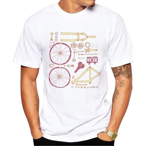 TEEHUB Hipster Bicycle Parts Printed Men T-Shirt Short Sleeve Fashion Bike Tshirts Street t shirts Cool Essential Tee