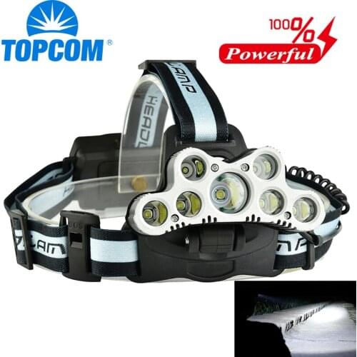 TOPCOM Headlamp 7 LED Outdoors Headlight Fishing Lamp Hunting Rechargeable Camping lantern Running Waterproof Headlamp 18650
