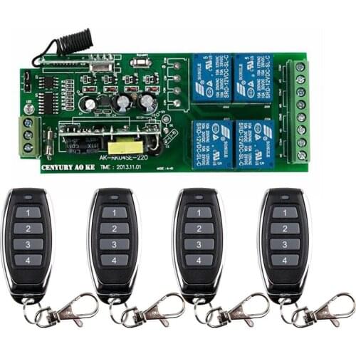 Smart Multiple AC85V-250V 4CH 4 CH 10A Wireless Relay RF Remote Control Switch Receiver Module +1 2 3 4 Transmitter