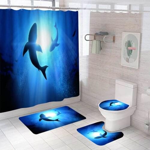 Waterproof Bathing Bathroom Shower Curtain Set Non-Slip Bath Mat Rug Carpet Sets Toilet Cover Home Decor Bathroom Decor