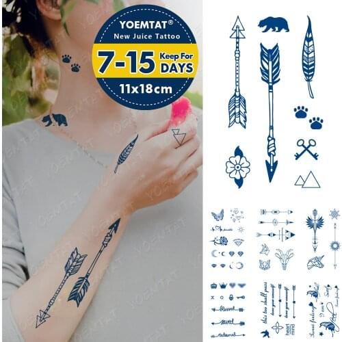 Juice Lasting Waterproof Temporary Tattoo Sticker Arrow Feather Flower Geometric Flash Tatoo Kid Body Art Fake Tatto Natural Ink
