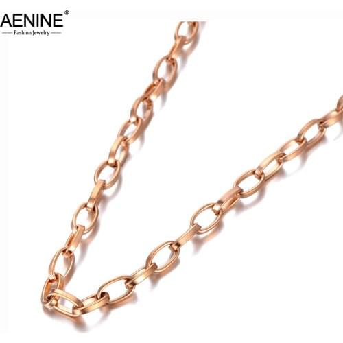 AENINE Punk Miami Cuban Choker Necklace Collar Statement Hip Hop Big Chunky Stainless Steel Thick Chain Necklace Women AN20127