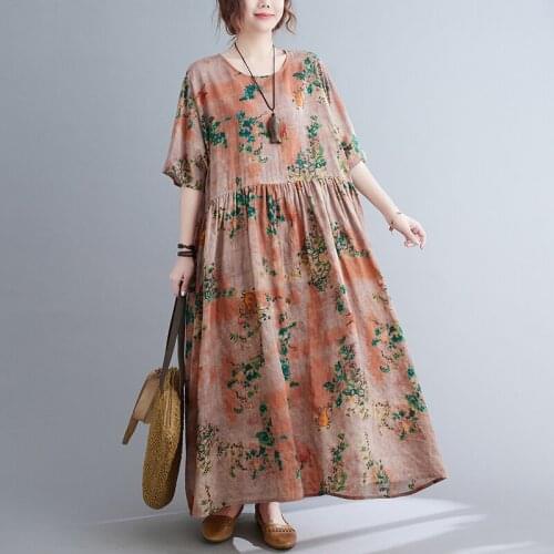 Holiday Outdoor Travel Dress 2021 New Arrival Thin Soft Cotton Loose Summer Dress Print Floral Vintage Prairie Chic Women Dress