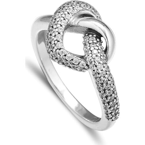 Genuine 925 Sterling Silver Rings for Women Knotted Heart Ring Party Wedding Jewelry anillos Wholesale