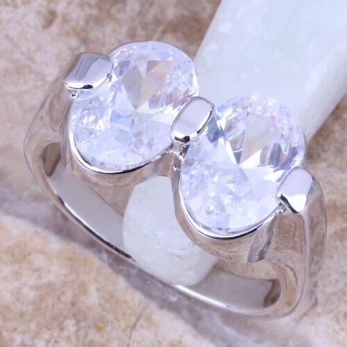 Enjoyable White CZ Silver Plated Womens Ring Size 6 / 7 / 8 / 9 / 9.5 R0928