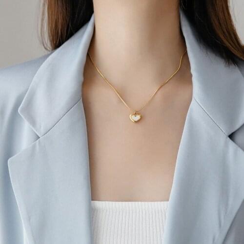 YUN RUO 2020 18 K Gold Plated Shell Heart Pendant Necklace Woman Jewelry Fashion 316 L Titanium Steel Accessory Not Change Color