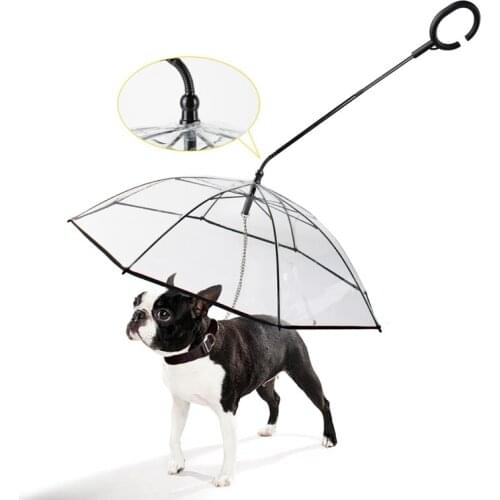 Pet Umbrella Dog Walking Waterproof Clear Cover Adjustable Leash Rain Sleet Snow Transparent Pet Umbrella Pet Products