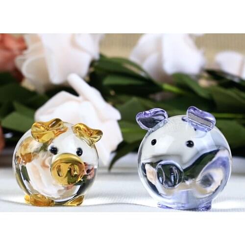1 Piece Cute Pig Crystal Figurines Miniatures Handmade Glass Animal Pet Crafts Home Decor Kids Gifts