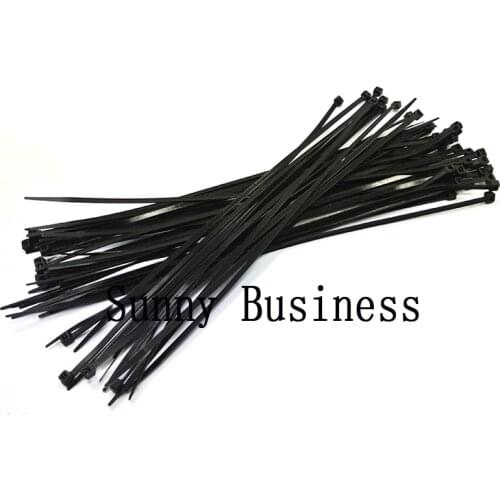 100Pcs 8" Black white Self-Locking Plastic Cable Zip Ties Cable Loop Ties
